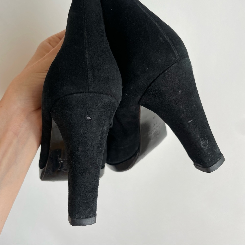 Vintage 90s Yves Saint Laurent black suede lace up heels - Picture 5 of 9